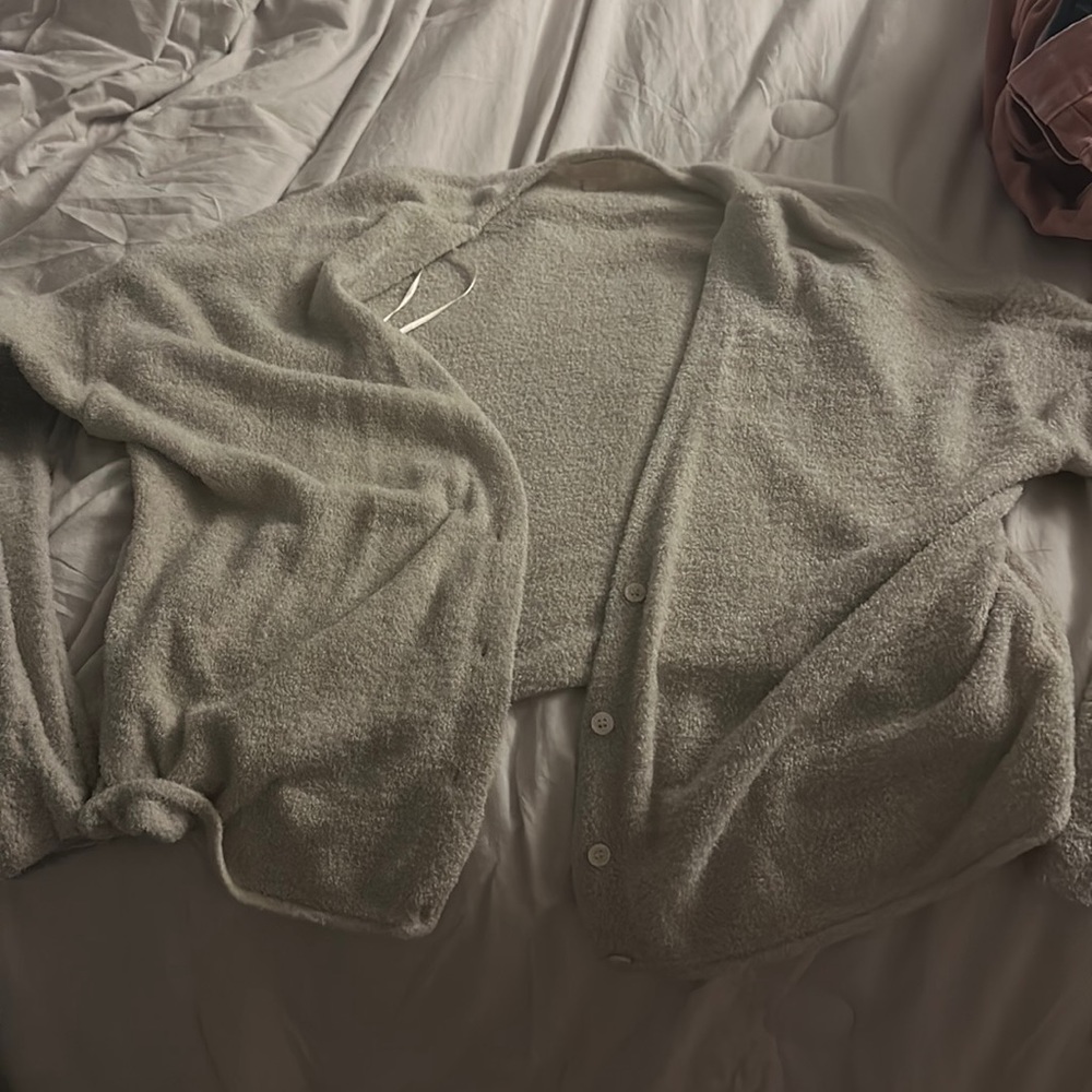 Cropped-Ish Fuzzy Button Up. - image 1